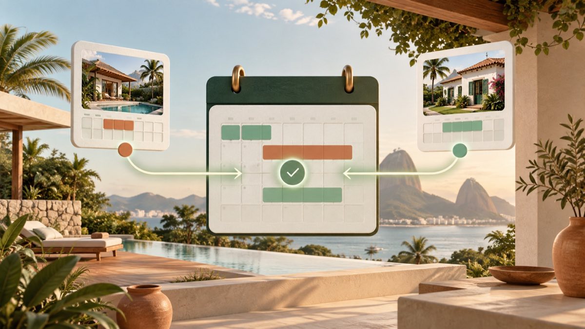 Calendário de hospedagens sincronizado em uma operação brasileira